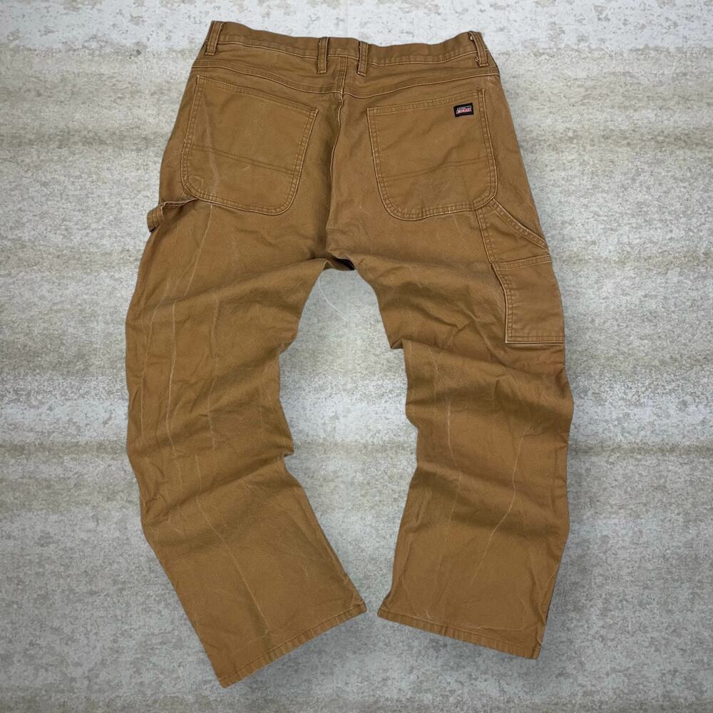 Vintage 90s Dickies Carpenter Pants 36x30 Baggy Wide Leg Tan Cotton Canvas